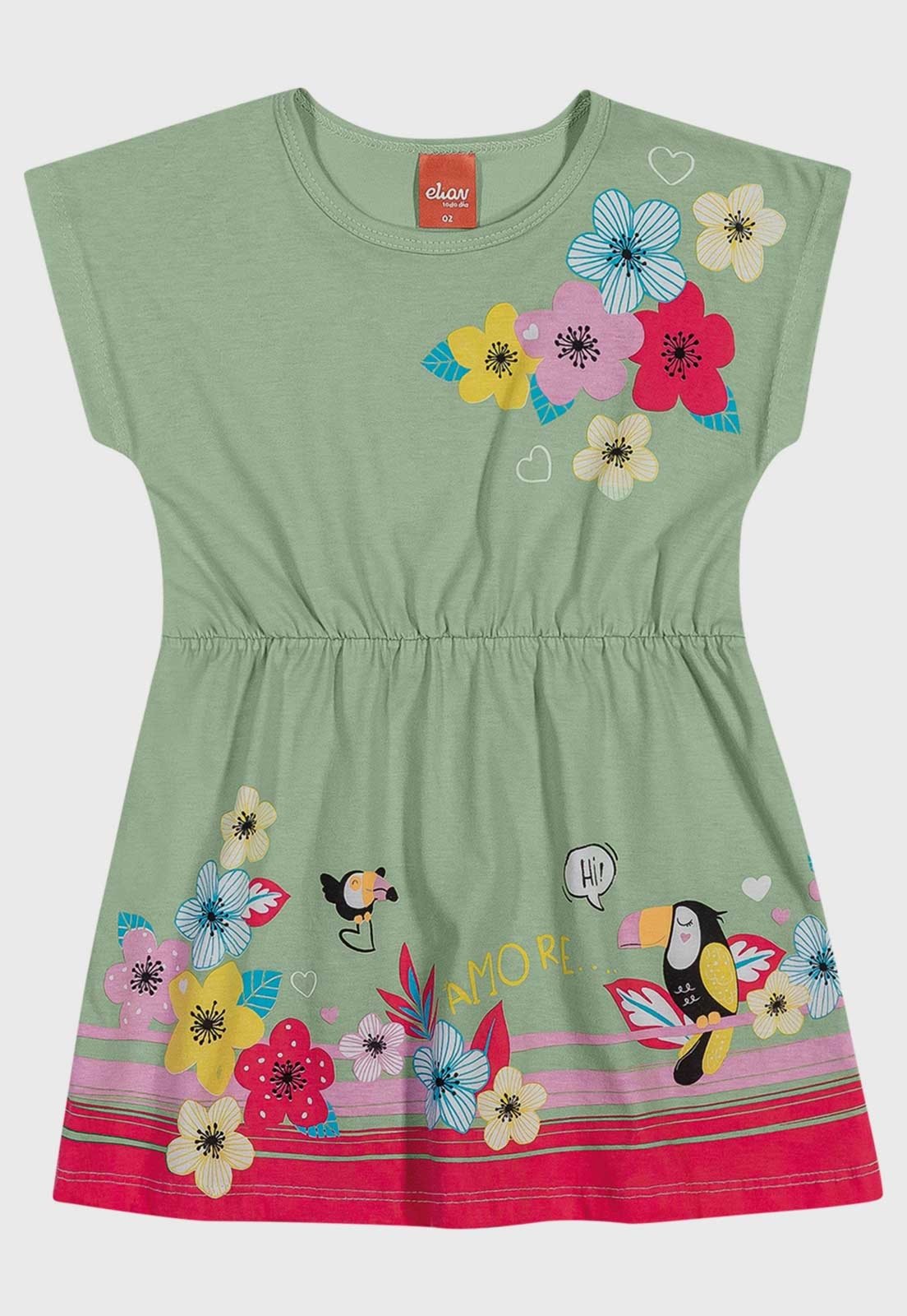 Vestido Infantil Elian Floral Verde - Compre Agora | Tricae Brasil