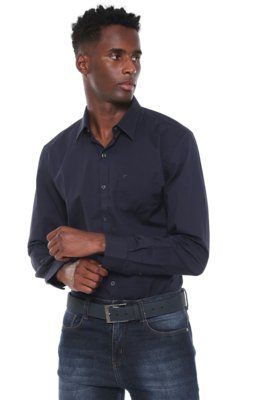 Camisa Ellus Reta Lisa Azul-marinho Menor preço em Camisa Ellus Reta Lisa Azul-marinho