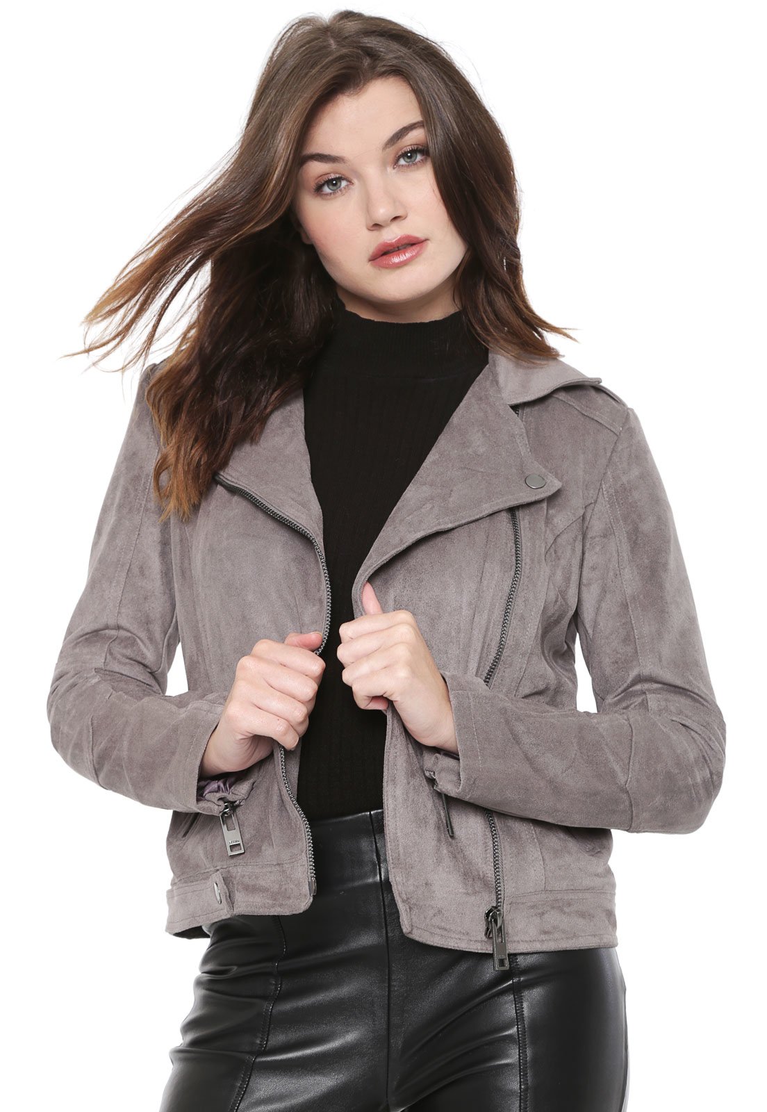 jaqueta feminina cinza