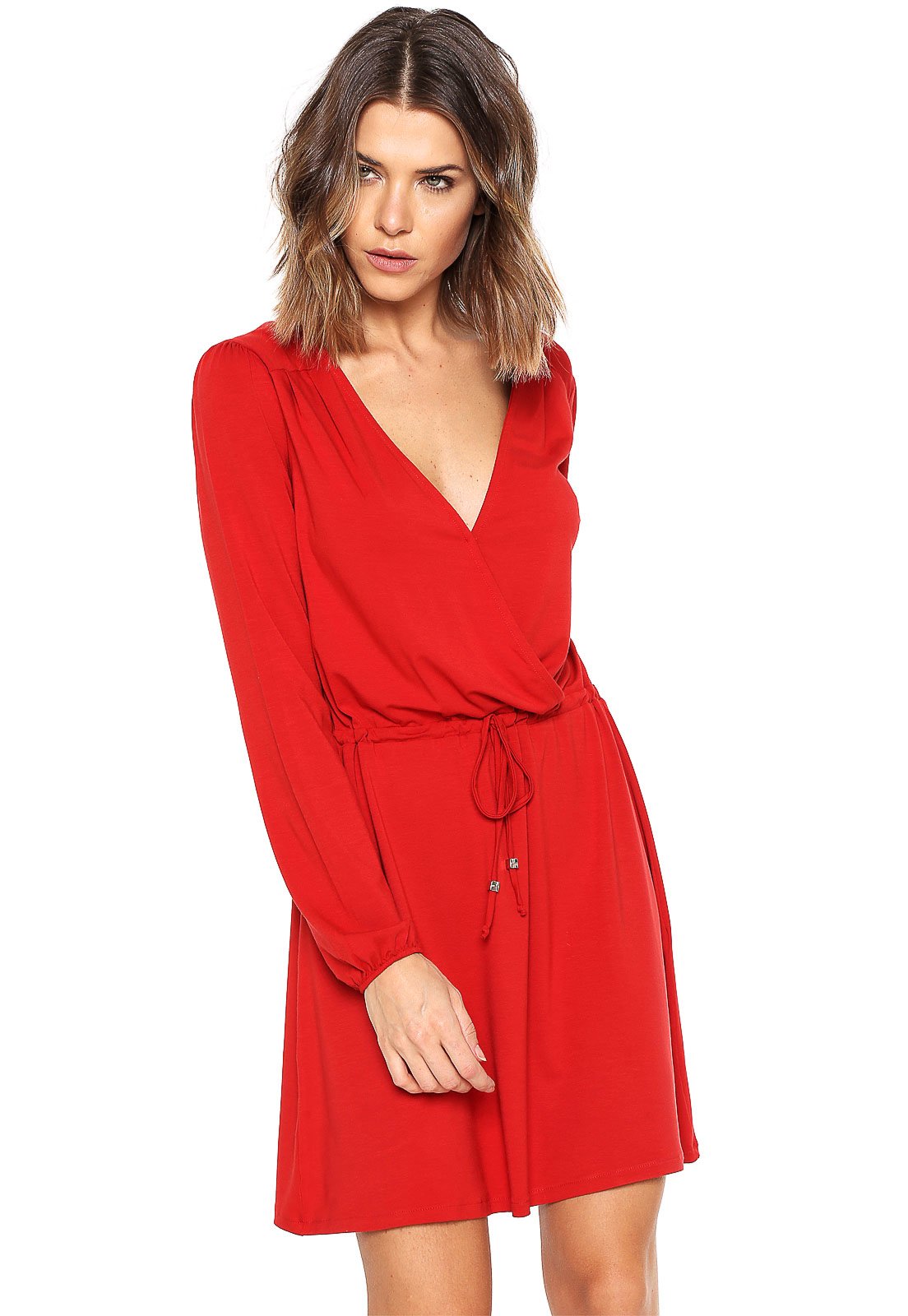 vestido vermelho transpassado