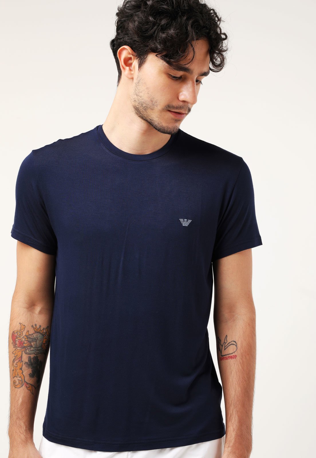 Camiseta Emporio Armani Underwear Logo Azul-Marinho - Compre Agora