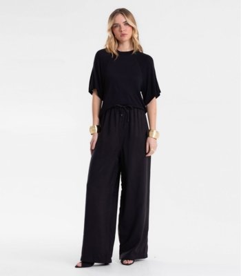 Blusa Feminina Raglan Viscotricot e Ribana Endless Preto