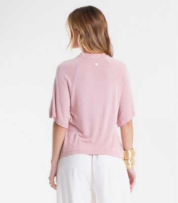 Blusa Feminina Raglan Viscotricot e Ribana Endless Rosa
