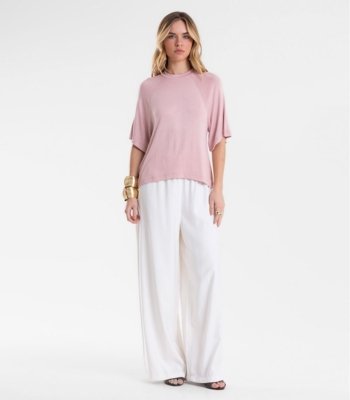Blusa Feminina Raglan Viscotricot e Ribana Endless Rosa