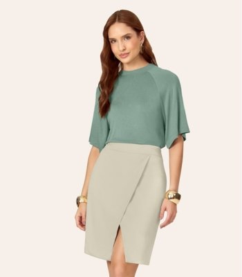 Blusa Feminina Raglan Viscotricot e Ribana Endless Verde