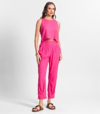 Calça De Linho Feminina Endless Rosa