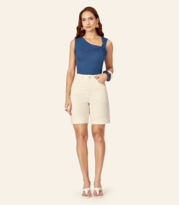 Regata Feminina Assimetrica Em Ribana Endless Azul