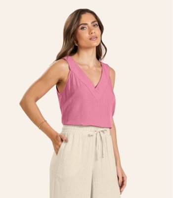 Regata Viscose Slub Feminina Endless Rosa
