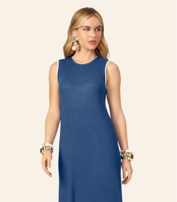 Vestido Feminino Midi Rm Ribana Liso Endless Azul