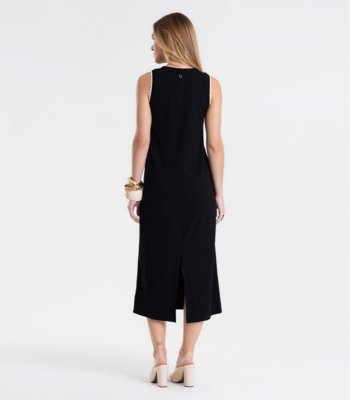 Vestido Feminino Midi Rm Ribana Liso Endless Preto