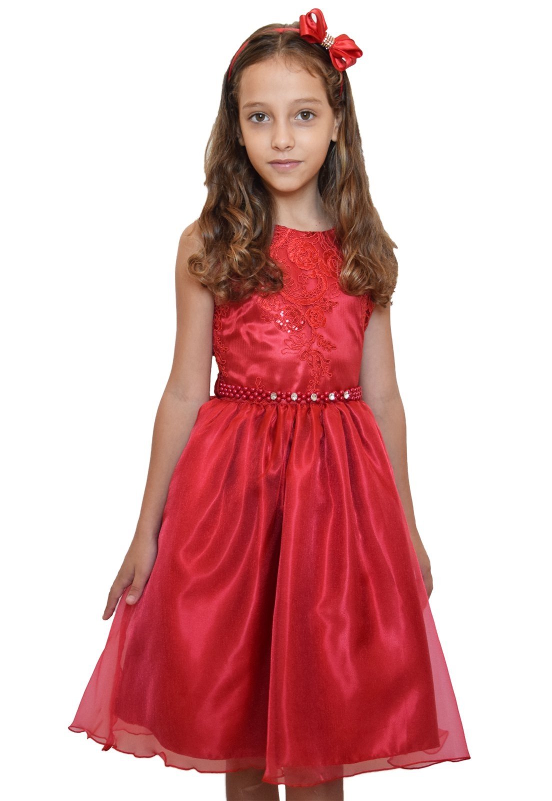 vestido infantil de festa vermelho