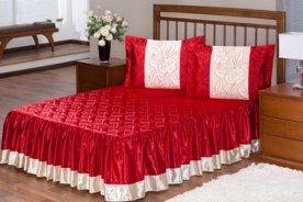 Kit Colcha Casal Rosas 5 Peças Vermelho Menor preço em Kit Colcha Casal Rosas 5 Peças Vermelho