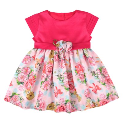 Vestido Infantil Essência Viva com Broche Floral Rosa Pink Menor preço em Vestido Infantil Essência Viva com Broche Floral Rosa Pink