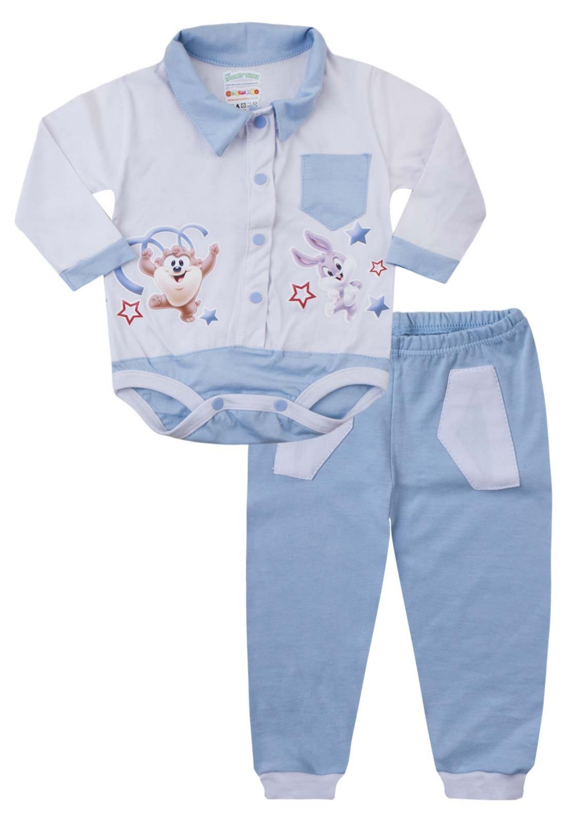 Conjunto Looney Tunes Baby Azul/Branco - Compre Agora