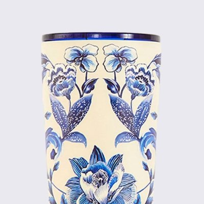 Copo Farm Glub Porcelain Off White e Azul