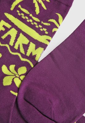 Meia FARM Cano Médio Estampada Roxa