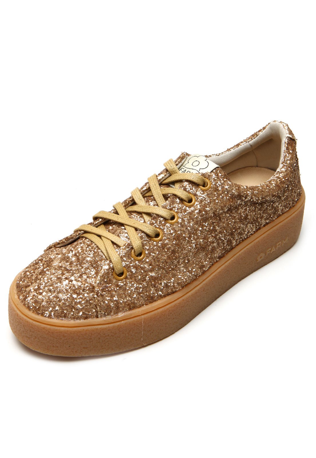 Tênis dourado sales com glitter