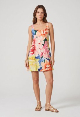 Vestido FARM Curto Floral Rosa
