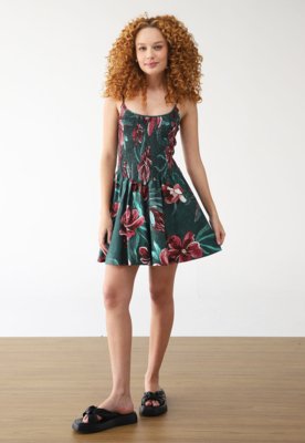 Vestido FARM Curto Lineia Verde