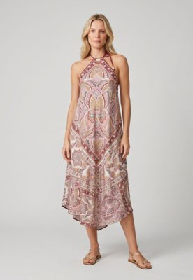 Vestido FARM Modelagem Fluida Viscose Roxo