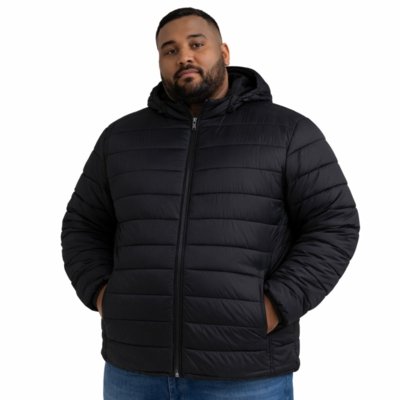 Roupa Plus Size FMF Jaqueta Preta Oversize Moda Plus size Masculina Preto