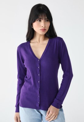 Cardigan Facinelli Liso Roxo