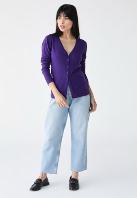 Cardigan Facinelli Liso Roxo