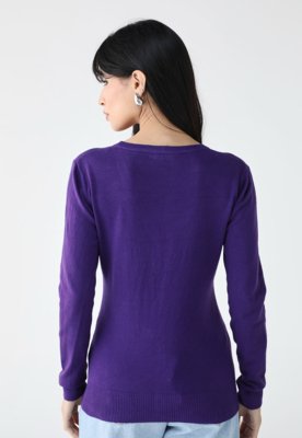 Cardigan Facinelli Liso Roxo