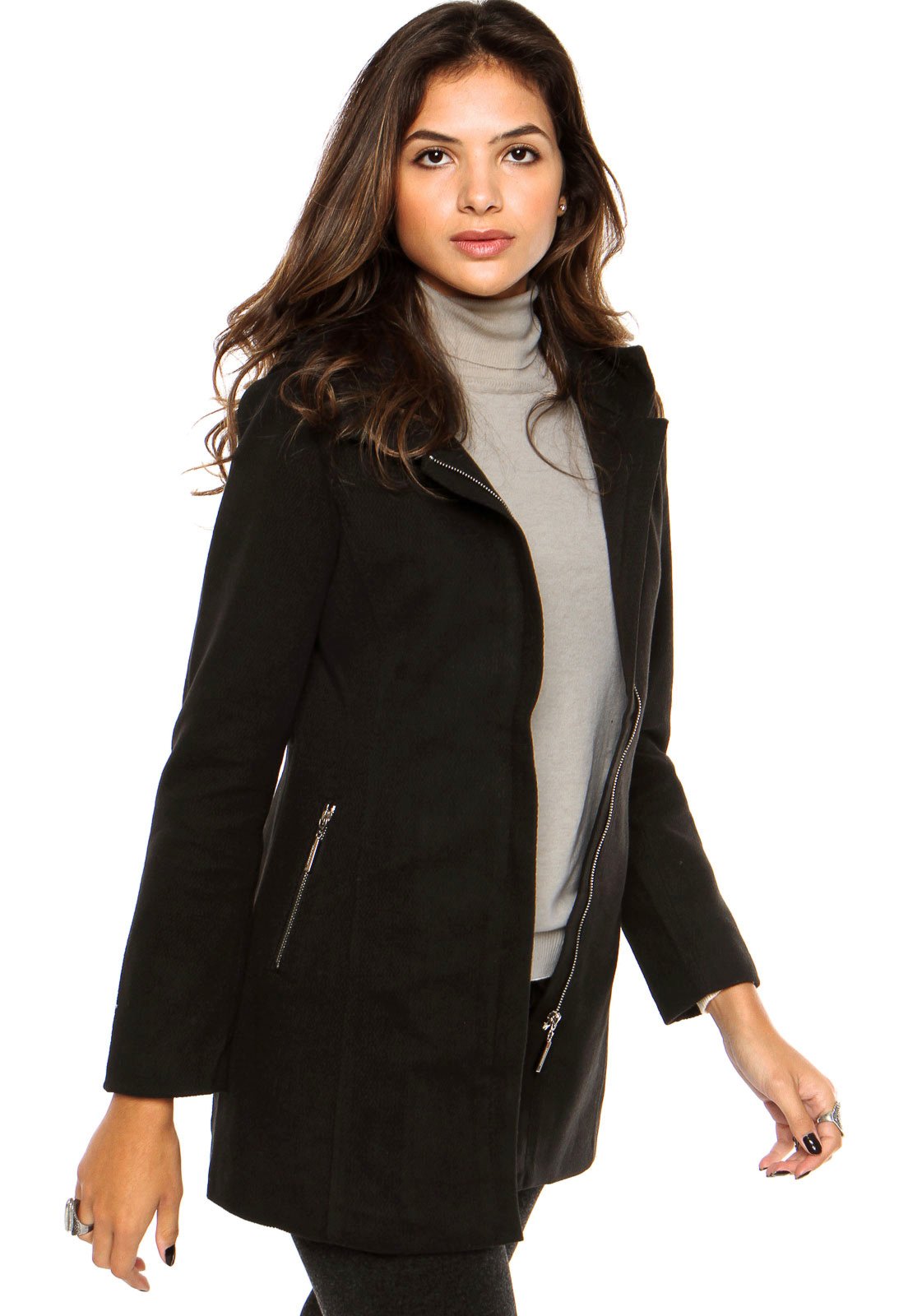 casaco preto feminino com capuz