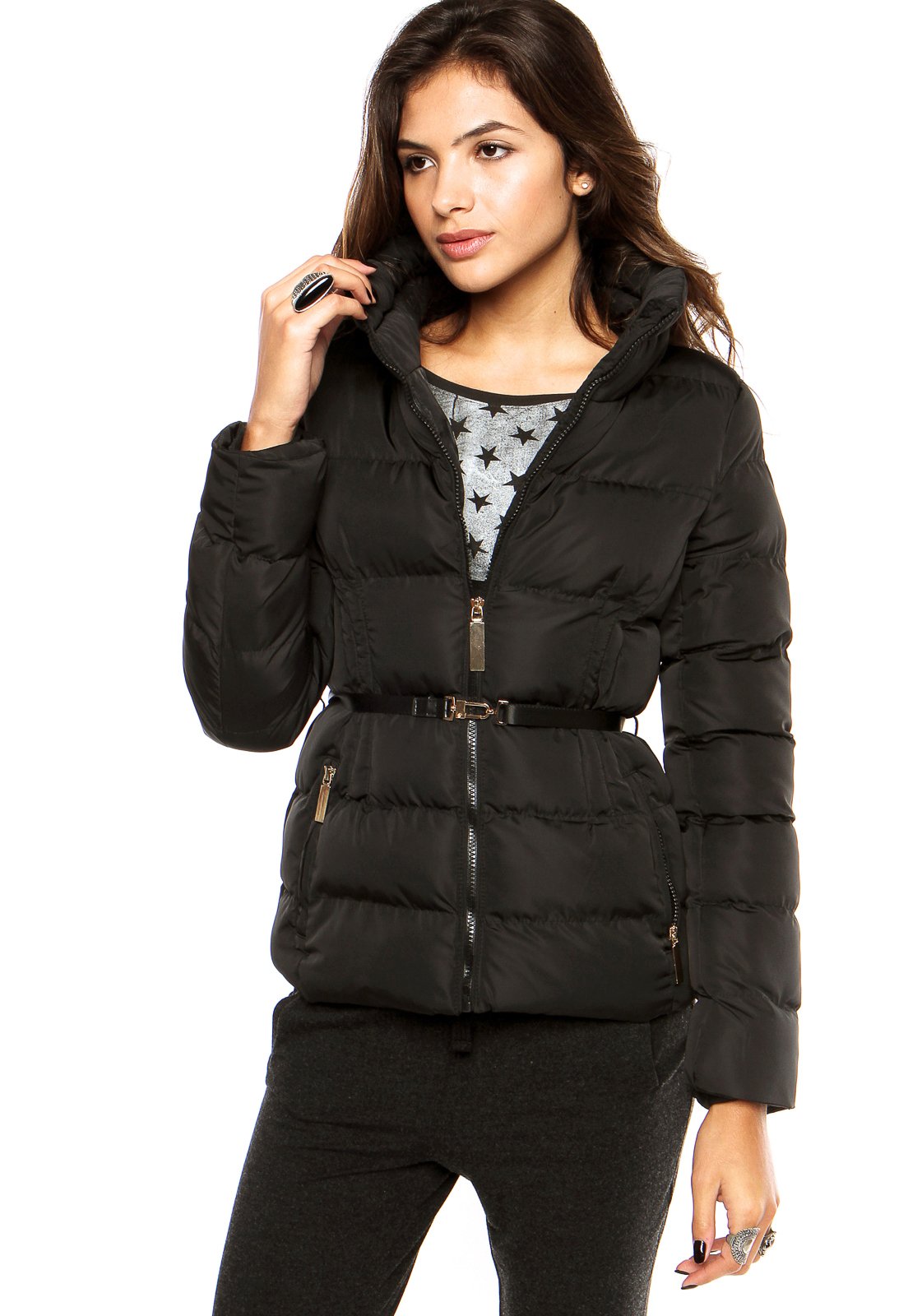 jaqueta de nylon feminina preta