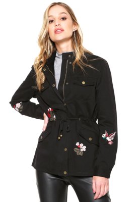 Jaqueta Parka Facinelli by MOONCITY Bordados Preta Menor preço em Jaqueta Parka Facinelli by MOONCITY Bordados Preta