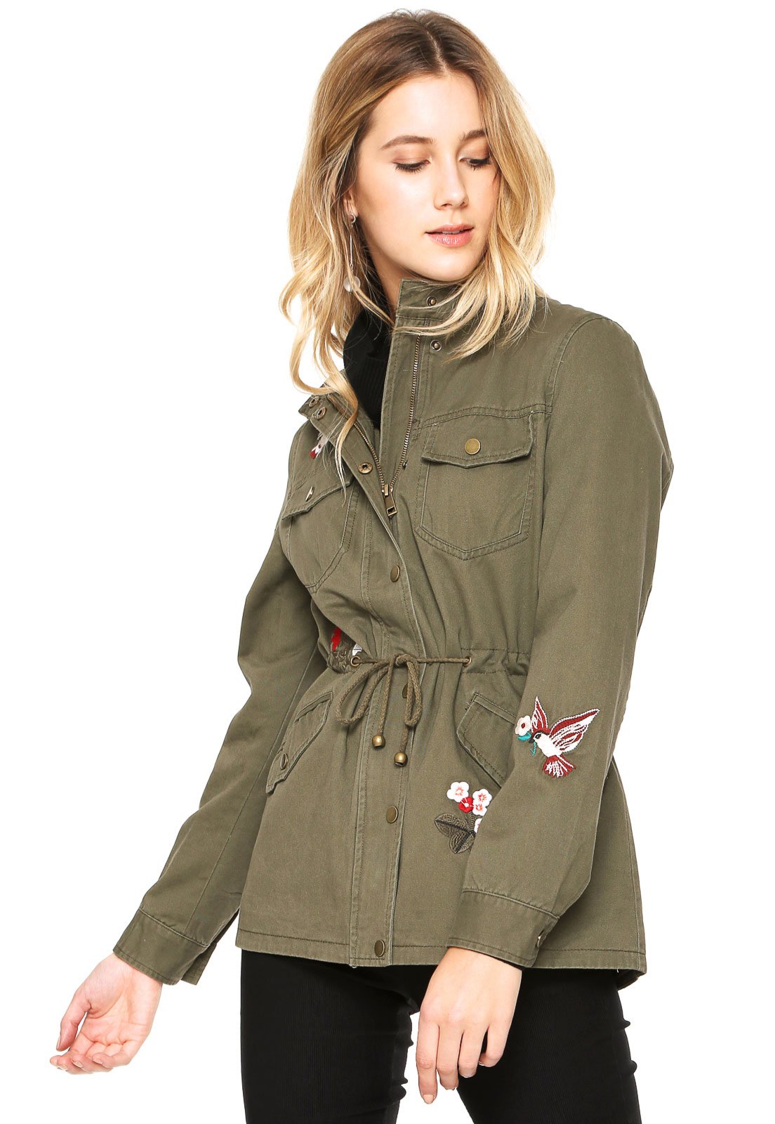 jaqueta parka feminina verde militar
