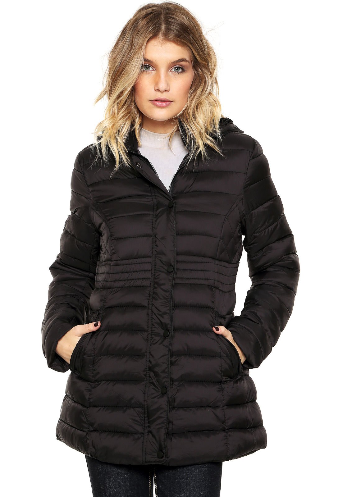 casaco puffer feminino preto