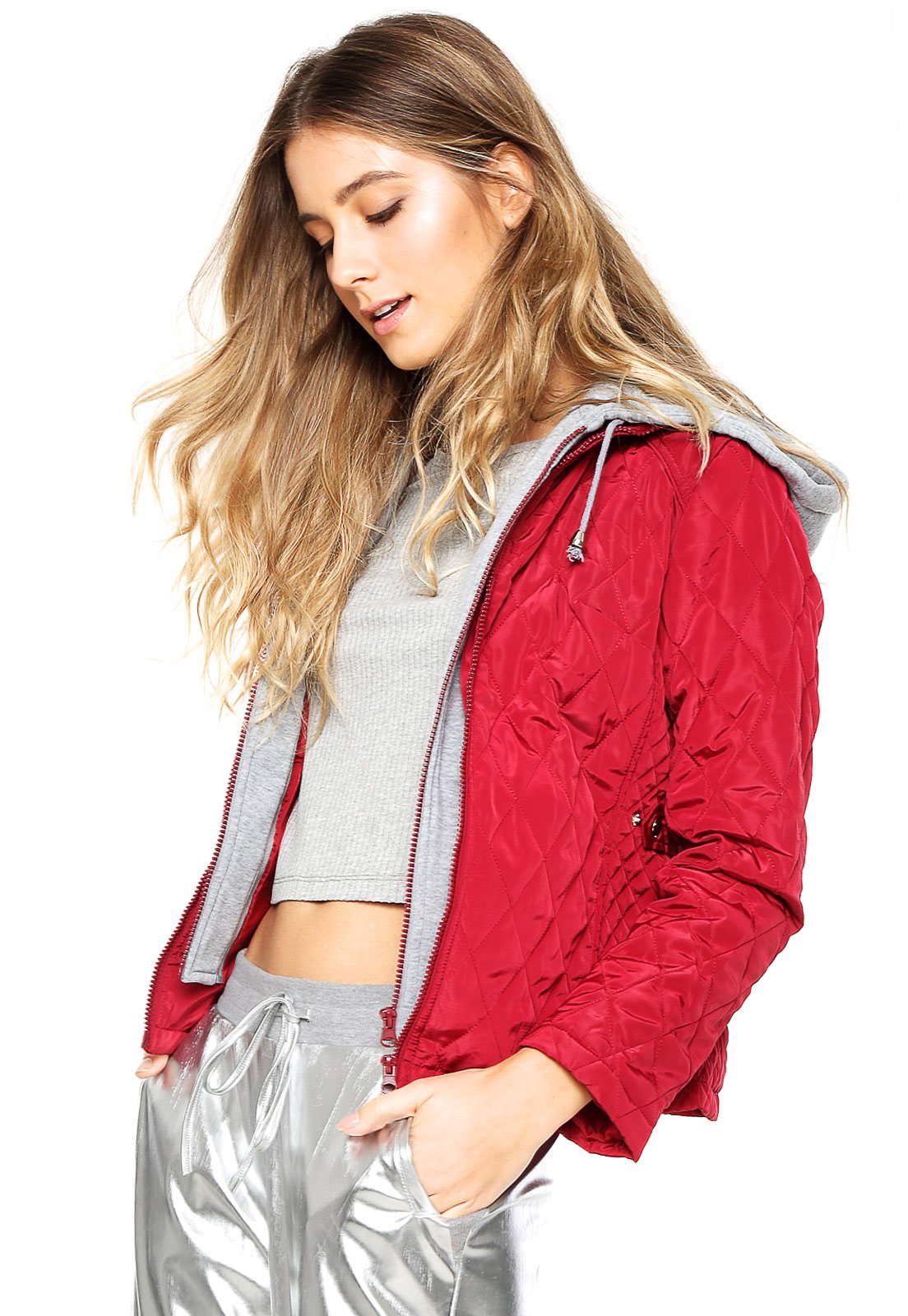 jaqueta nylon feminina vermelha