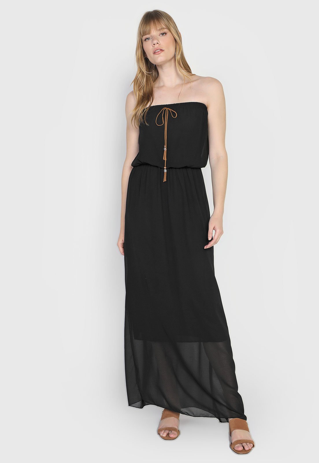 vestido longo preto liso