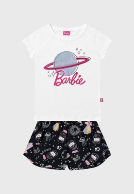 Vestido Manga Longa Infantil Fakini Barbie - Rosa