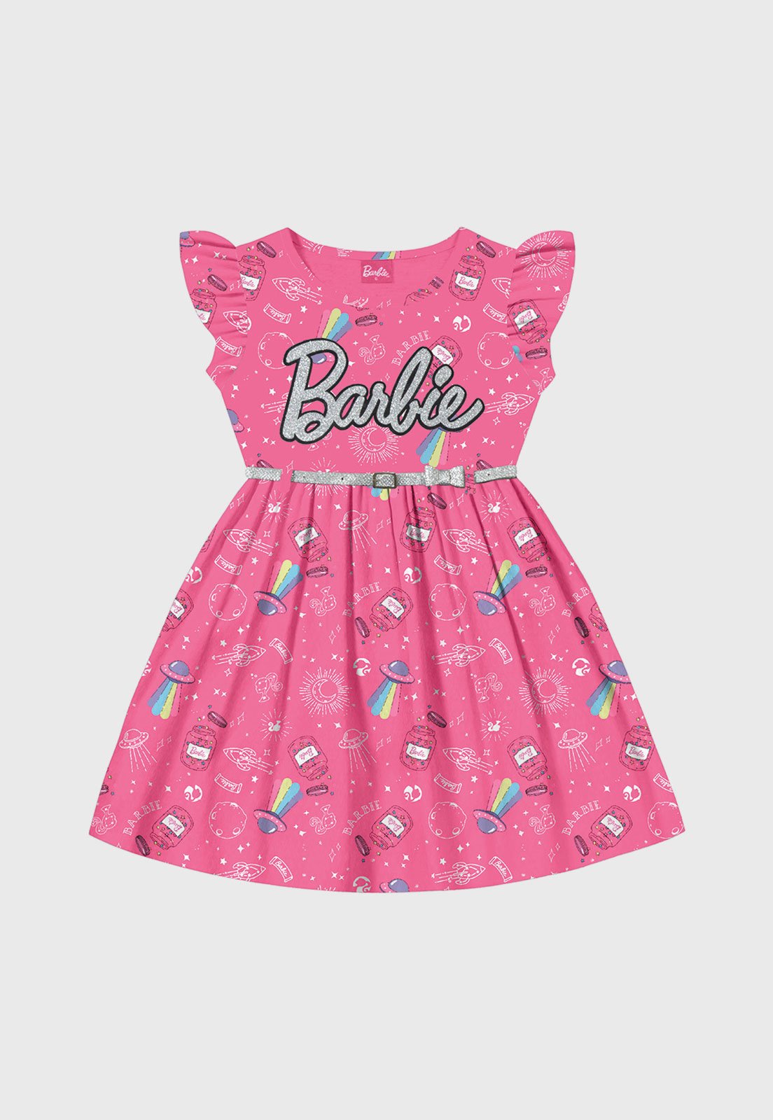 Vestido Infantil Barbie Rosa