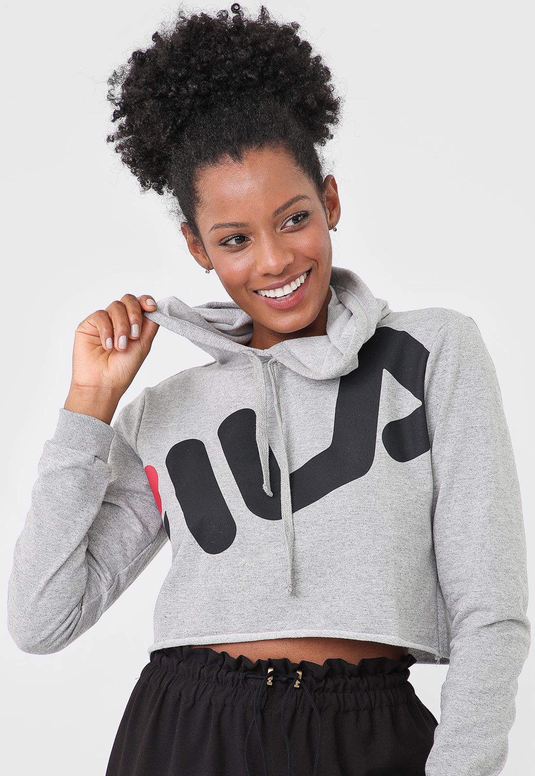 crop top fila moletom com capuz