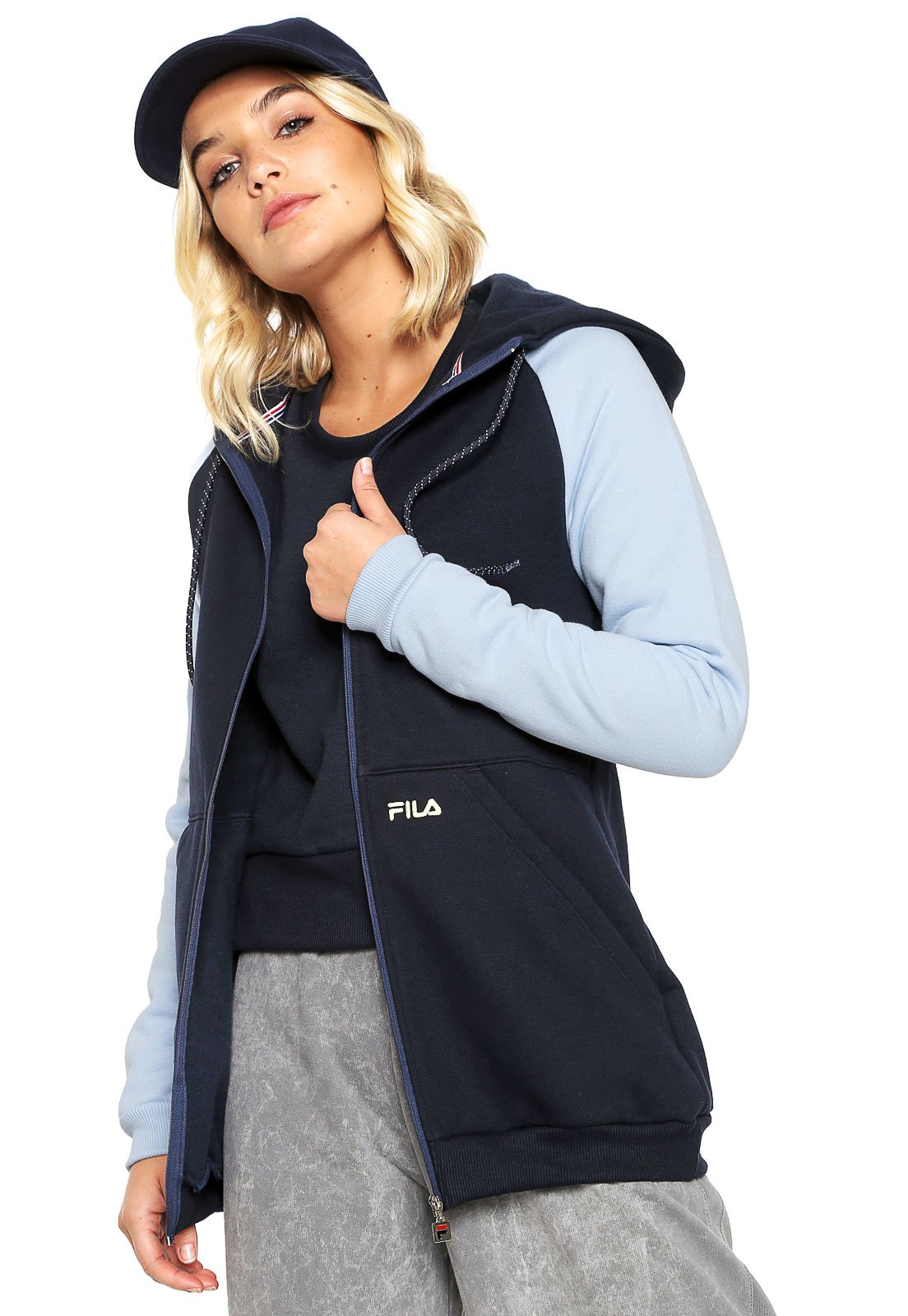 fila sleeveless moletom com capuz
