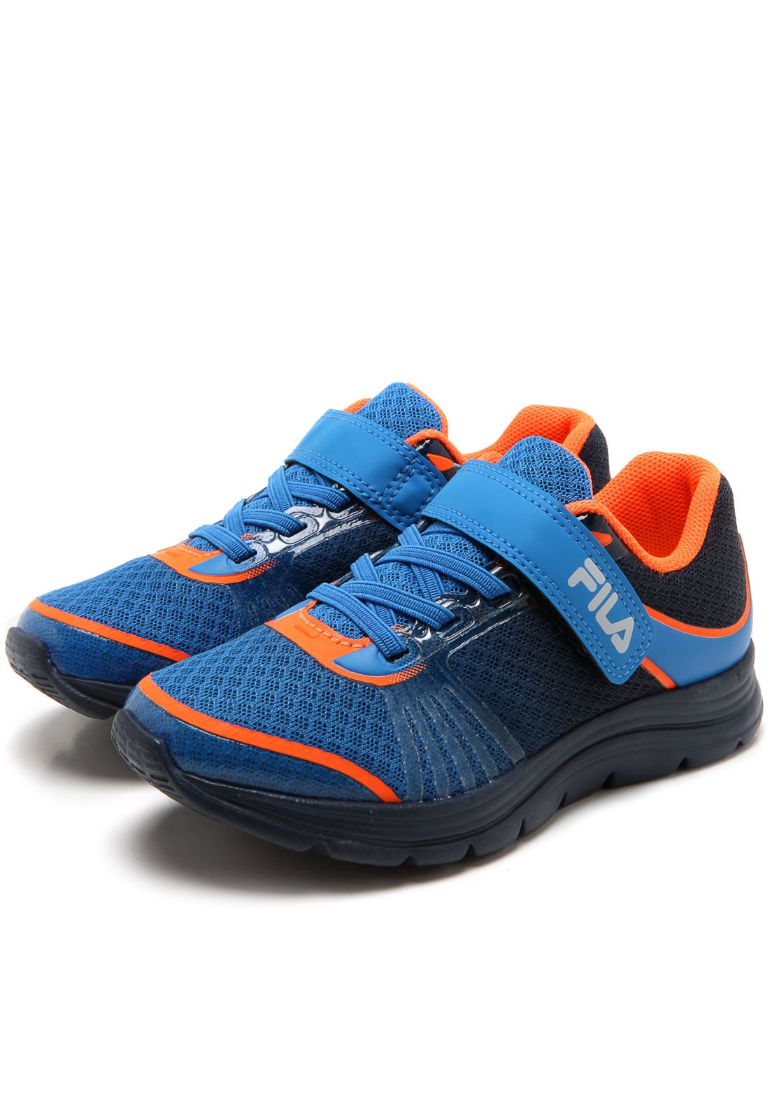 tenis fila azul e laranja