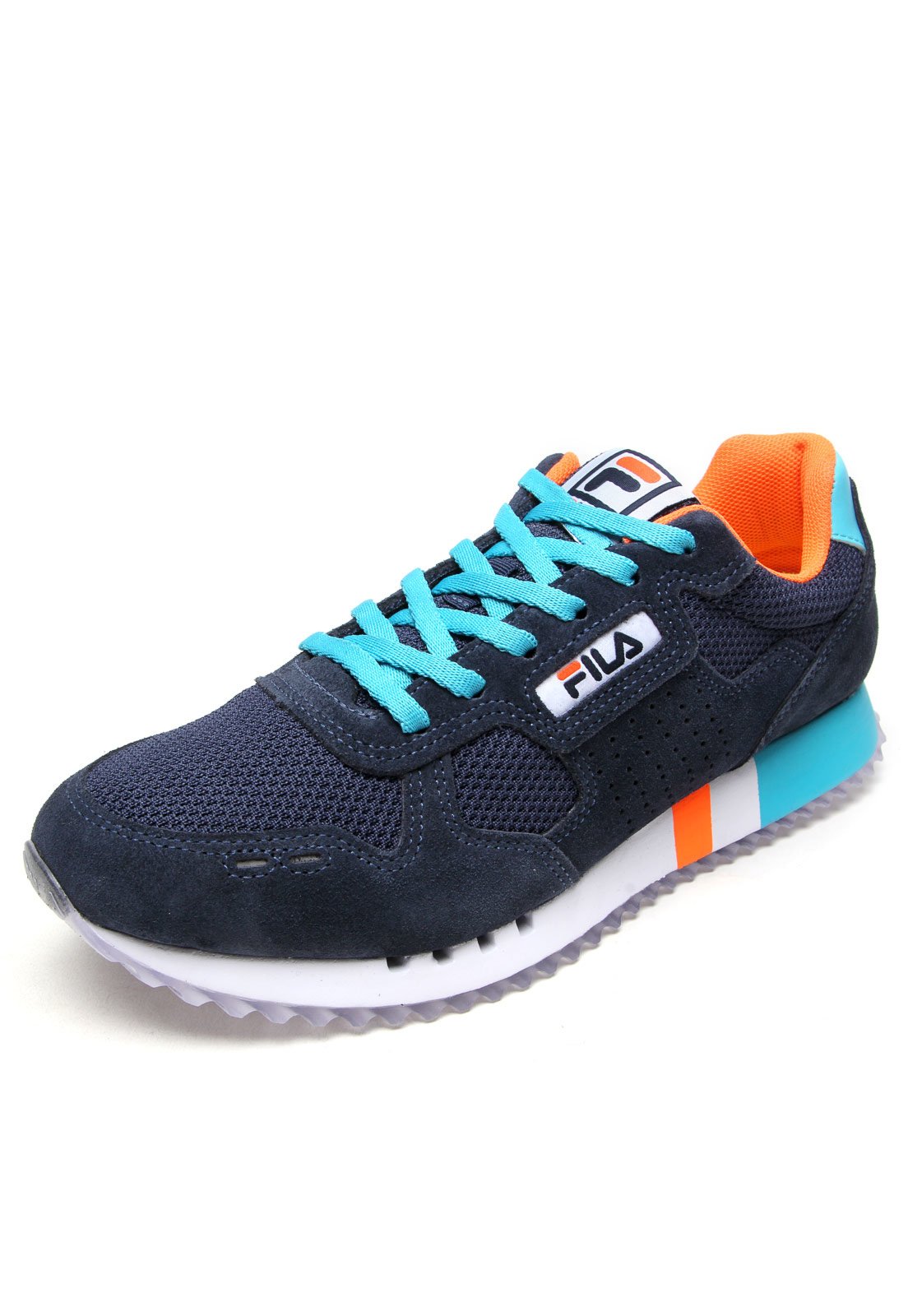 Tenis fila sale azul e laranja