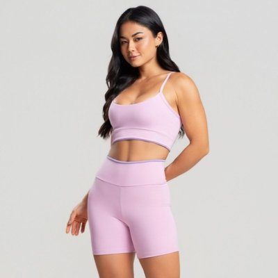 Conjunto Fit One Element Suplex Short e Top com bojo removível Rosa bebê