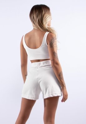 Conjunto Algodão Doce Fitss Short e Cropped Branco