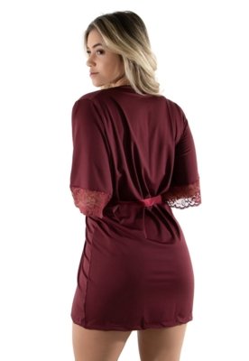 Robe Fitss Romantic Com Renda Vinho