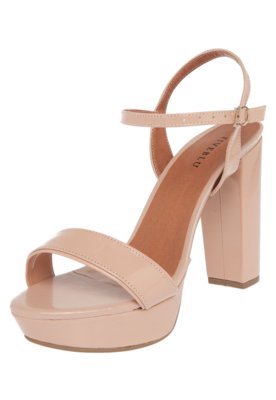 Sandalia nude meia pata salto fashion grosso