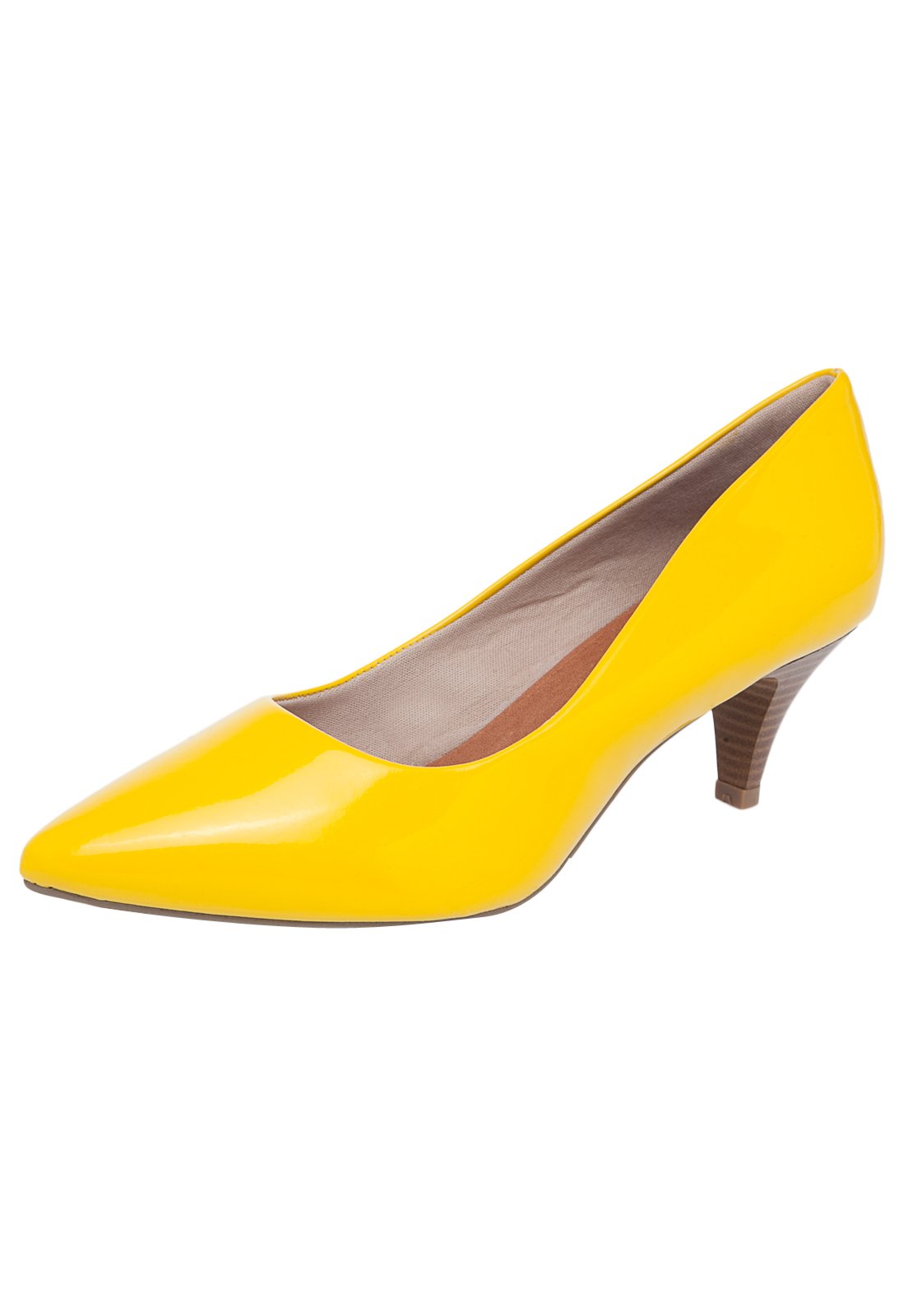 scarpin salto baixo amarelo