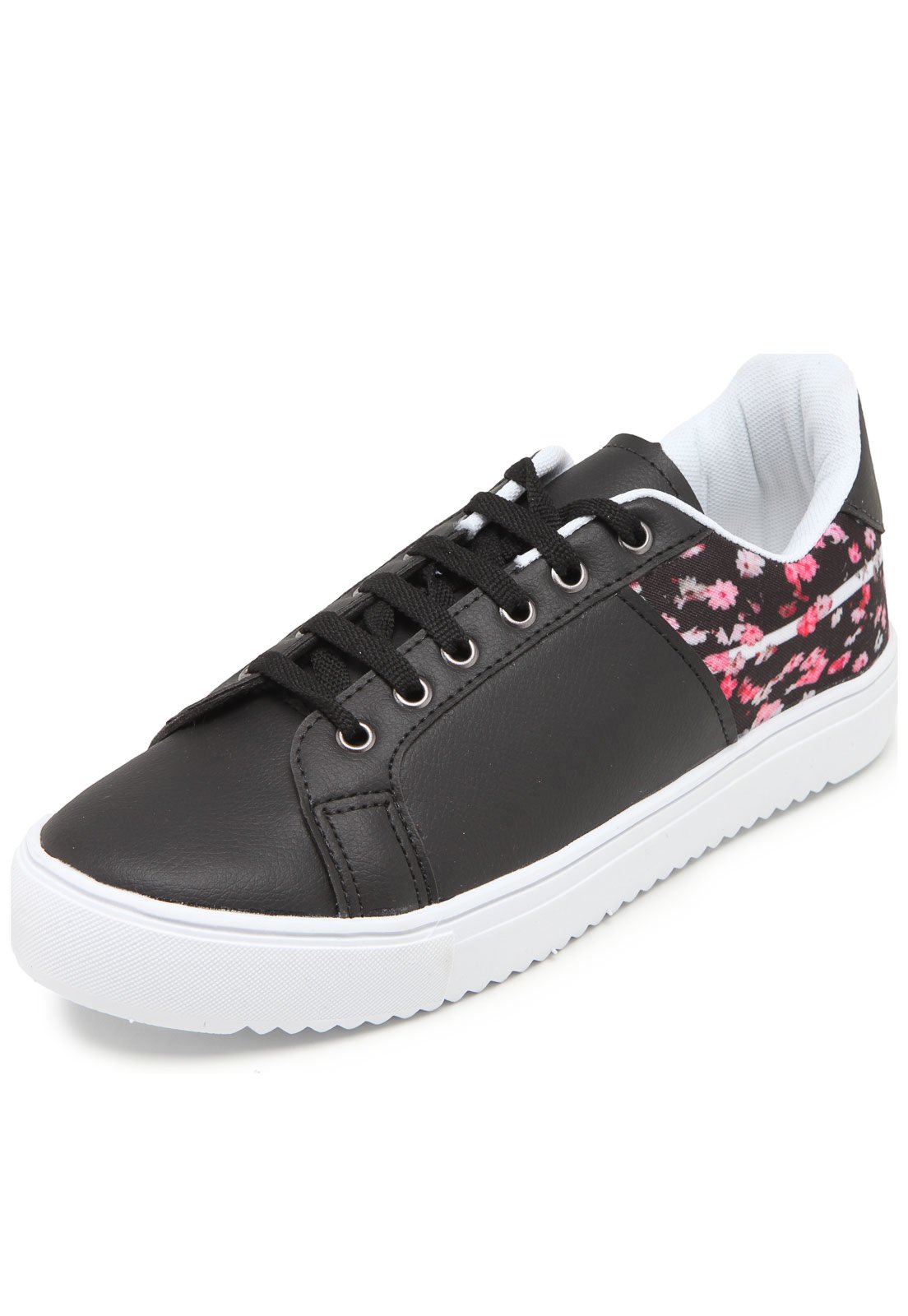 Casual Tênis DAFITI SHOES Floral Preto - Compre Agora