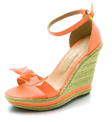 Sandália Anabela Plataforma Flor da Pele Laranja Neon Menor preço em Sandália Anabela Plataforma Flor da Pele Laranja Neon