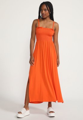 Vestido Forever 21 Longo Folhagem Off-White/Laranja  Vestidos forever 21,  Vestidos compridos, Ideias fashion