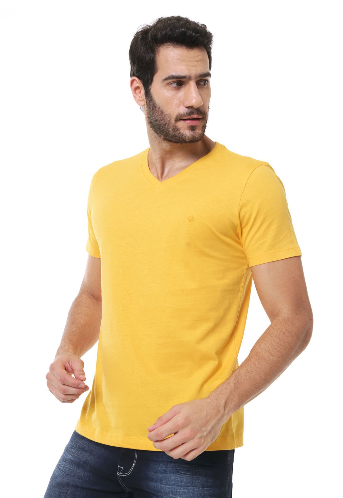 Camiseta Forum Gola V Amarela - Compre Agora Kanui Brasil